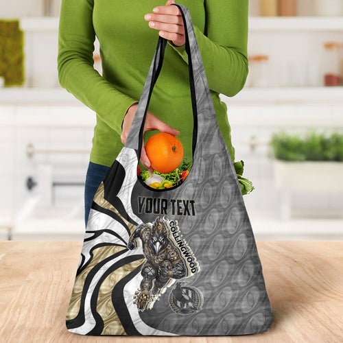 Personalised Collingwood Magpies Grocery Bag Trippy Psychedelic Abstract Art Mascot Football Fans