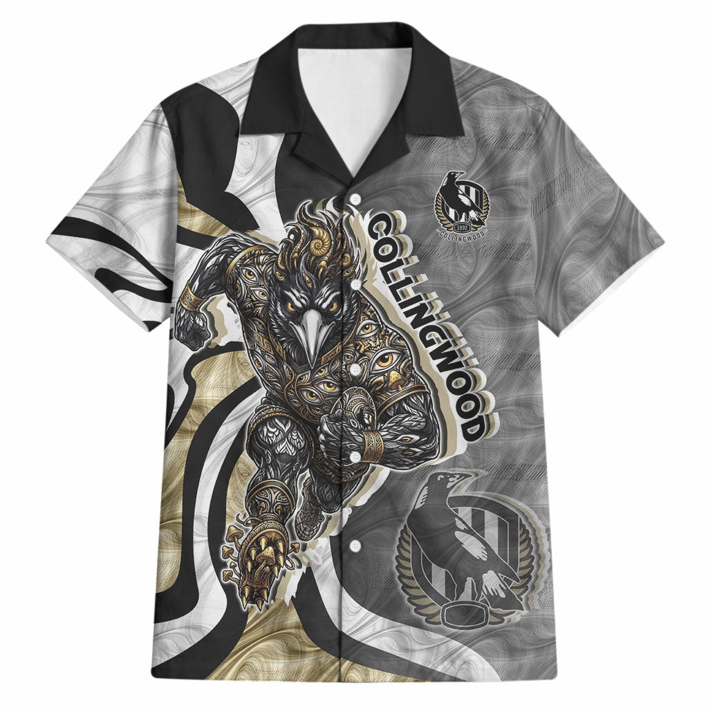 Personalised Collingwood Magpies Hawaiian Shirt Trippy Psychedelic Abstract Art Mascot Football Fans
