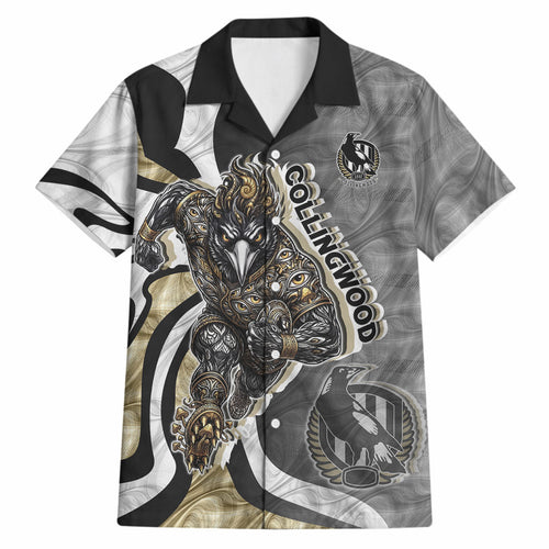 Personalised Collingwood Magpies Hawaiian Shirt Trippy Psychedelic Abstract Art Mascot Football Fans