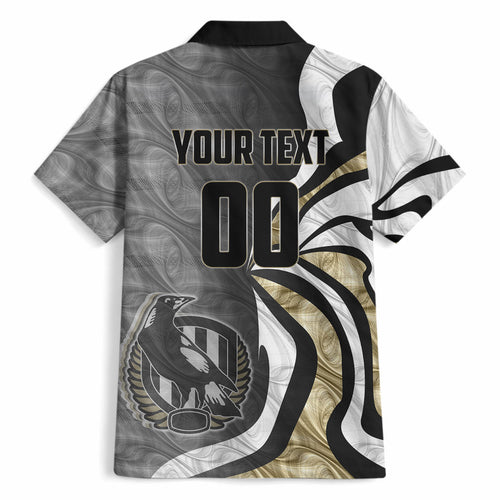 Personalised Collingwood Magpies Hawaiian Shirt Trippy Psychedelic Abstract Art Mascot Football Fans