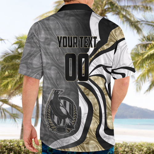 Personalised Collingwood Magpies Hawaiian Shirt Trippy Psychedelic Abstract Art Mascot Football Fans