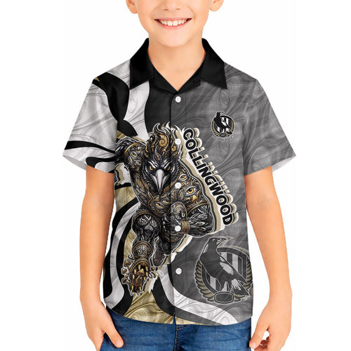 Personalised Collingwood Magpies Hawaiian Shirt Trippy Psychedelic Abstract Art Mascot Football Fans