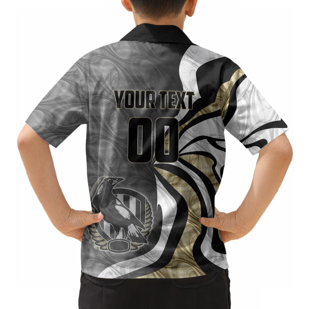 Personalised Collingwood Magpies Hawaiian Shirt Trippy Psychedelic Abstract Art Mascot Football Fans