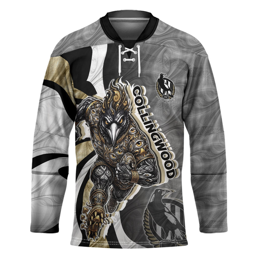 Personalised Collingwood Magpies Hockey Jersey Trippy Psychedelic Abstract Art Mascot Football Fans
