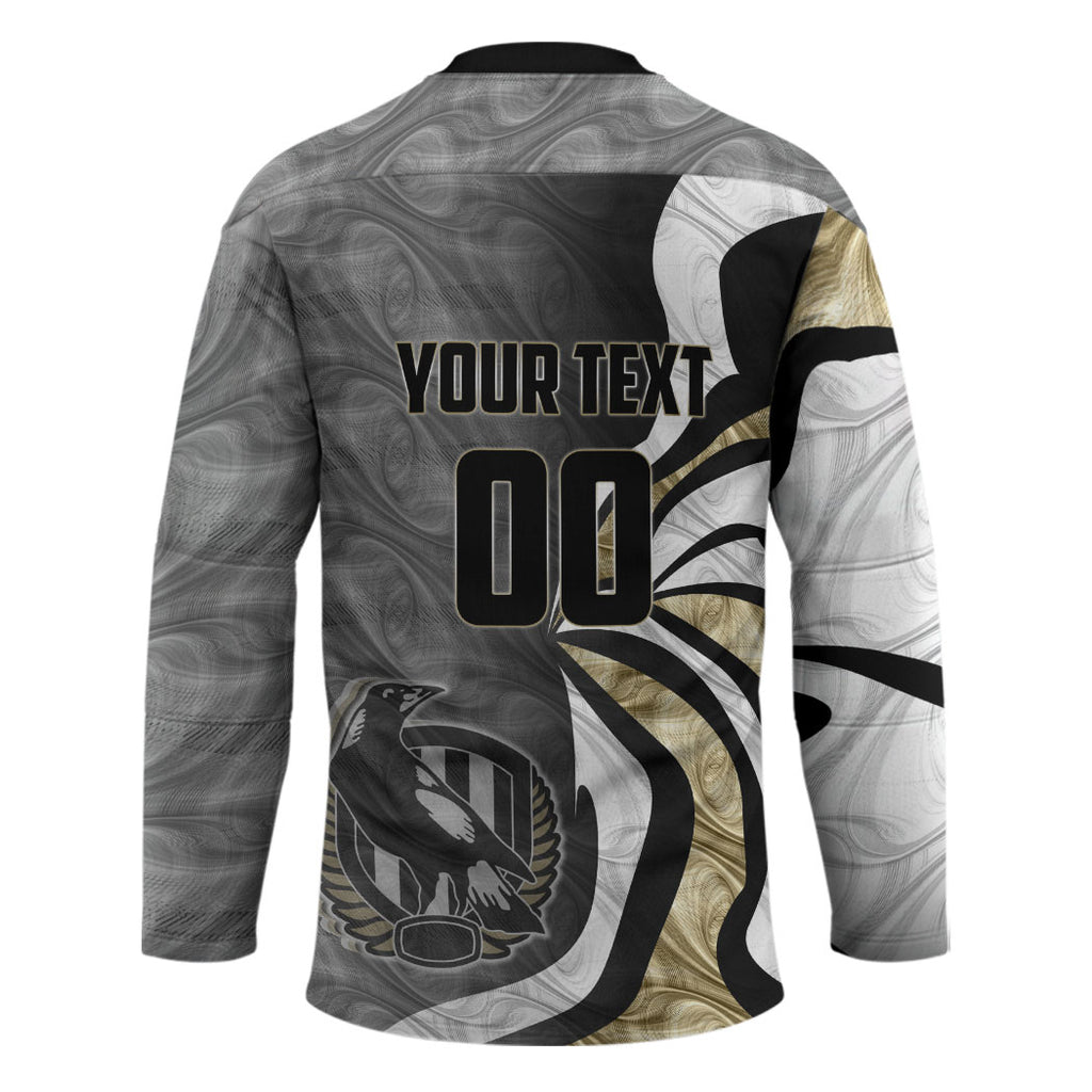 Personalised Collingwood Magpies Hockey Jersey Trippy Psychedelic Abstract Art Mascot Football Fans