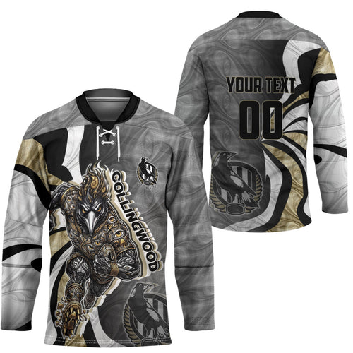 Personalised Collingwood Magpies Hockey Jersey Trippy Psychedelic Abstract Art Mascot Football Fans