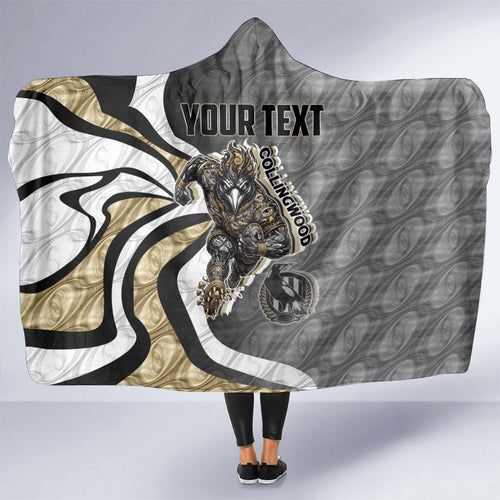 Personalised Collingwood Magpies Hooded Blanket Trippy Psychedelic Abstract Art Mascot Football Fans