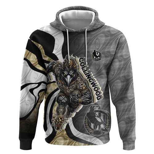 Personalised Collingwood Magpies Hoodie Trippy Psychedelic Abstract Art Mascot Football Fans