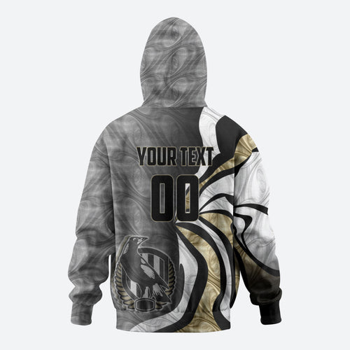 Personalised Collingwood Magpies Hoodie Trippy Psychedelic Abstract Art Mascot Football Fans