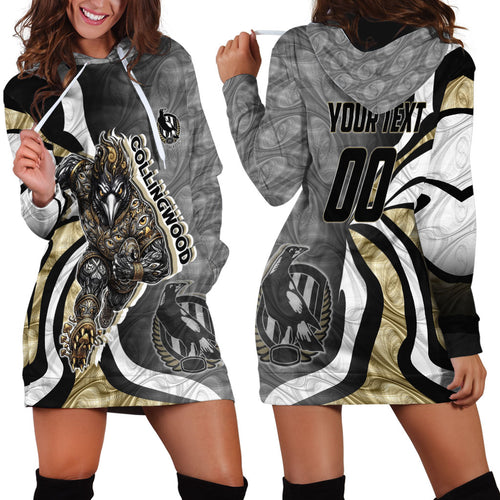 Personalised Collingwood Magpies Hoodie Dress Trippy Psychedelic Abstract Art Mascot Football Fans