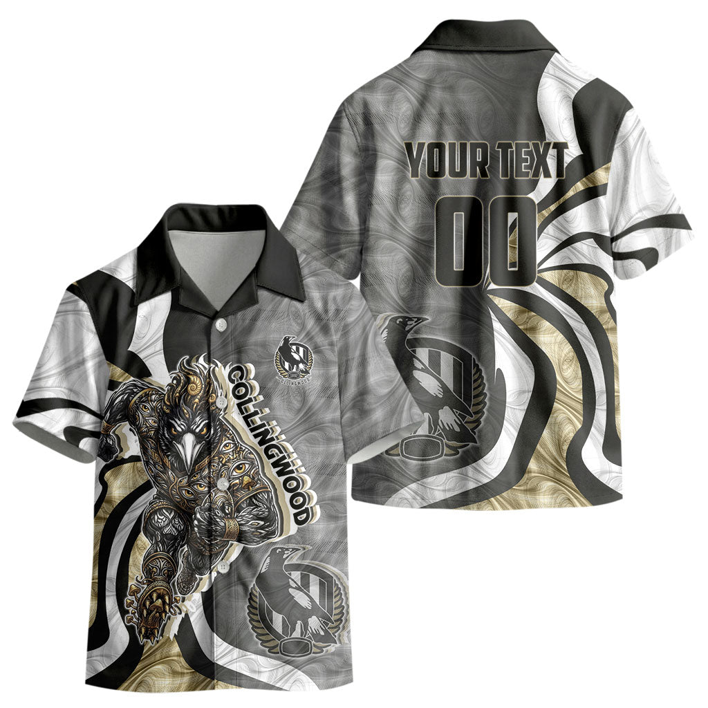 Personalised Collingwood Magpies Kid Hawaiian Shirt Trippy Psychedelic Abstract Art Mascot Football Fans