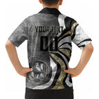 Personalised Collingwood Magpies Kid Hawaiian Shirt Trippy Psychedelic Abstract Art Mascot Football Fans