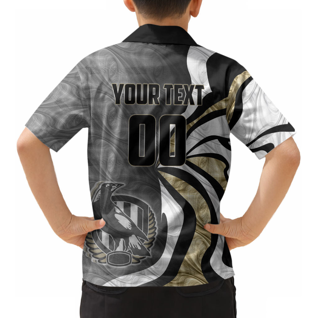 Personalised Collingwood Magpies Kid Hawaiian Shirt Trippy Psychedelic Abstract Art Mascot Football Fans