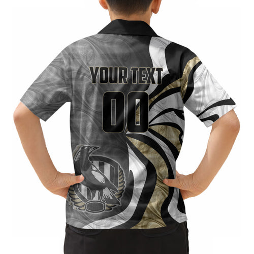 Personalised Collingwood Magpies Kid Hawaiian Shirt Trippy Psychedelic Abstract Art Mascot Football Fans