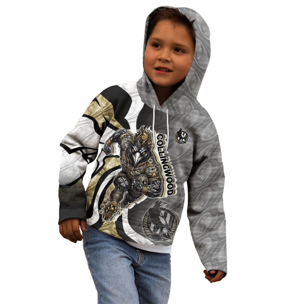 Personalised Collingwood Magpies Kid Hoodie Trippy Psychedelic Abstract Art Mascot Football Fans