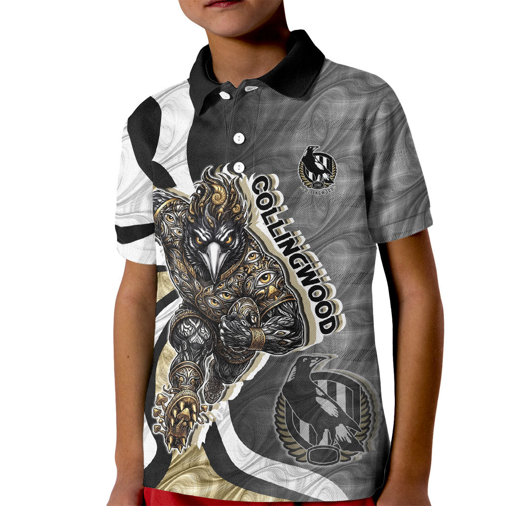 Personalised Collingwood Magpies Kid Polo Shirt Trippy Psychedelic Abstract Art Mascot Football Fans