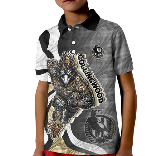 Personalised Collingwood Magpies Kid Polo Shirt Trippy Psychedelic Abstract Art Mascot Football Fans