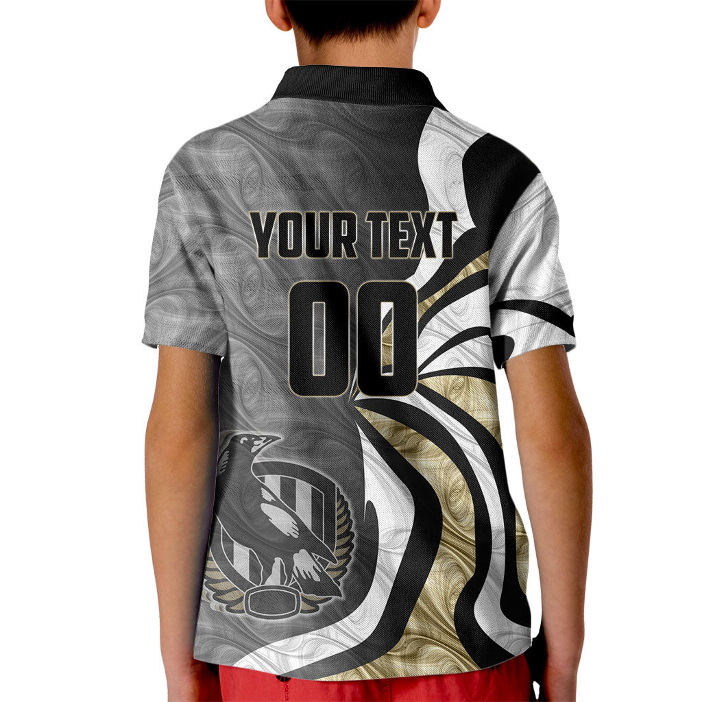 Personalised Collingwood Magpies Kid Polo Shirt Trippy Psychedelic Abstract Art Mascot Football Fans