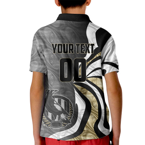 Personalised Collingwood Magpies Kid Polo Shirt Trippy Psychedelic Abstract Art Mascot Football Fans