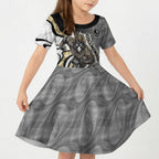 Personalised Collingwood Magpies Kid Short Sleeve Dress Trippy Psychedelic Abstract Art Mascot Football Fans