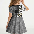 Personalised Collingwood Magpies Kid Short Sleeve Dress Trippy Psychedelic Abstract Art Mascot Football Fans