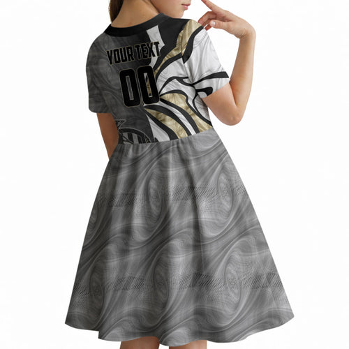 Personalised Collingwood Magpies Kid Short Sleeve Dress Trippy Psychedelic Abstract Art Mascot Football Fans