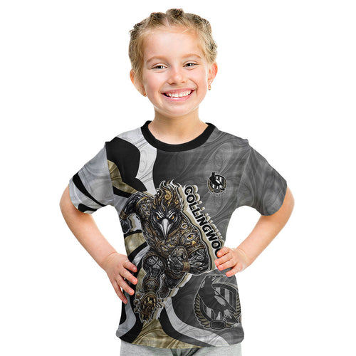 Personalised Collingwood Magpies Kid T Shirt Trippy Psychedelic Abstract Art Mascot Football Fans