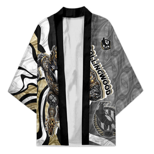 Personalised Collingwood Magpies Kimono Trippy Psychedelic Abstract Art Mascot Football Fans