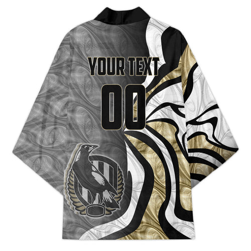 Personalised Collingwood Magpies Kimono Trippy Psychedelic Abstract Art Mascot Football Fans