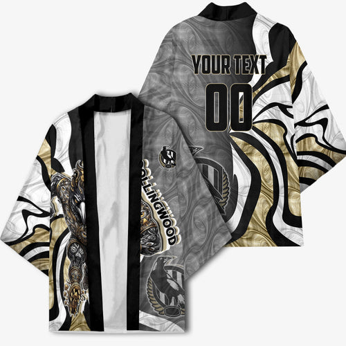 Personalised Collingwood Magpies Kimono Trippy Psychedelic Abstract Art Mascot Football Fans