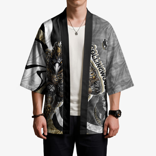Personalised Collingwood Magpies Kimono Trippy Psychedelic Abstract Art Mascot Football Fans