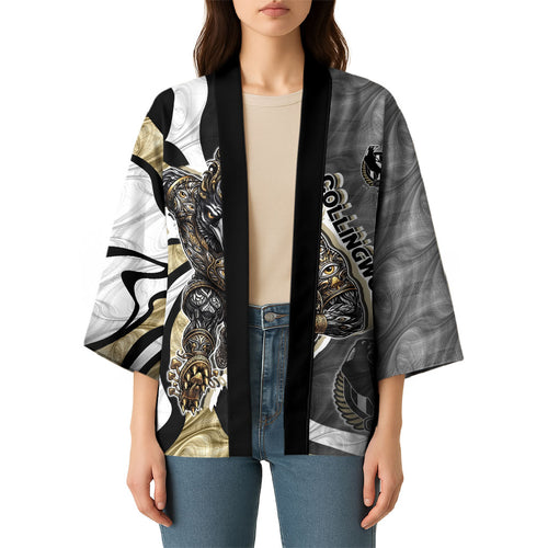Personalised Collingwood Magpies Kimono Trippy Psychedelic Abstract Art Mascot Football Fans