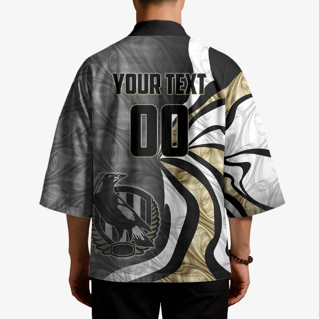 Personalised Collingwood Magpies Kimono Trippy Psychedelic Abstract Art Mascot Football Fans