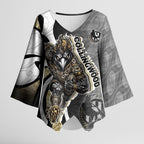 Personalised Collingwood Magpies Kimono Sleeve Blouse Trippy Psychedelic Abstract Art Mascot Football Fans