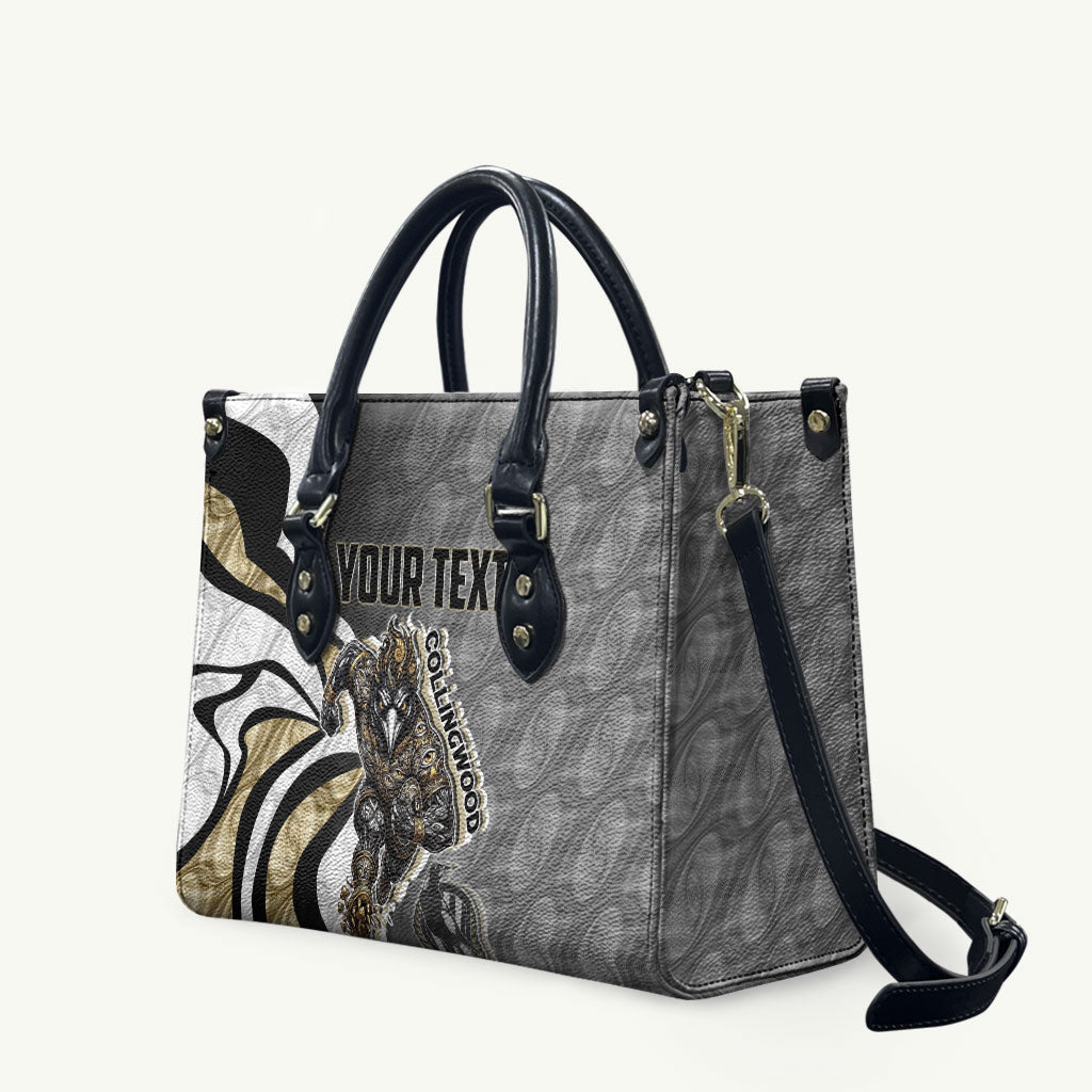 Personalised Collingwood Magpies Leather Bag Trippy Psychedelic Abstract Art Mascot Football Fans