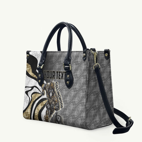 Personalised Collingwood Magpies Leather Bag Trippy Psychedelic Abstract Art Mascot Football Fans