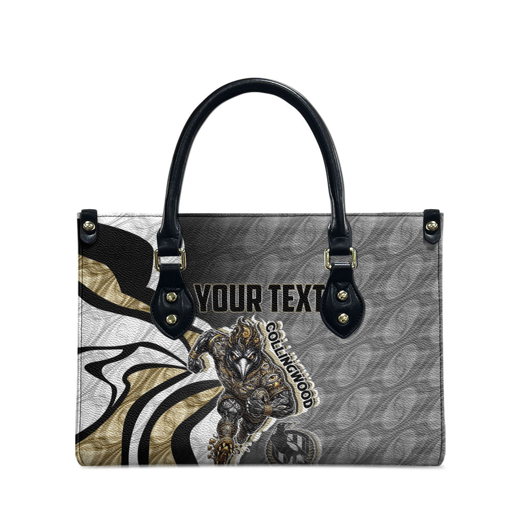 Personalised Collingwood Magpies Leather Bag Trippy Psychedelic Abstract Art Mascot Football Fans