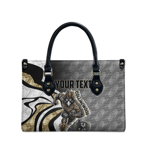Personalised Collingwood Magpies Leather Bag Trippy Psychedelic Abstract Art Mascot Football Fans