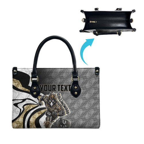Personalised Collingwood Magpies Leather Bag Trippy Psychedelic Abstract Art Mascot Football Fans