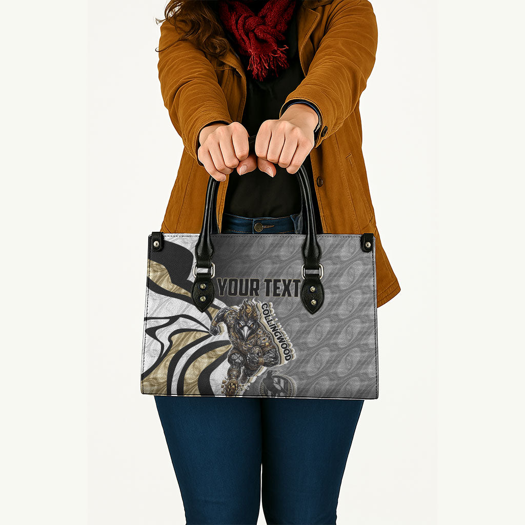 Personalised Collingwood Magpies Leather Bag Trippy Psychedelic Abstract Art Mascot Football Fans