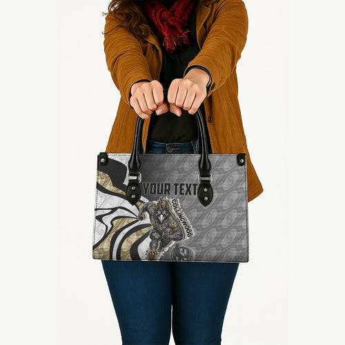 Personalised Collingwood Magpies Leather Bag Trippy Psychedelic Abstract Art Mascot Football Fans