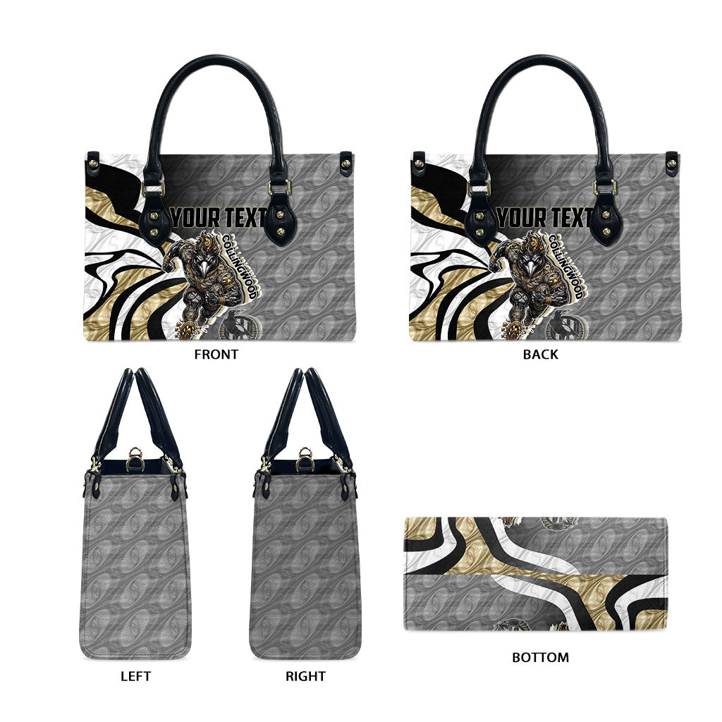Personalised Collingwood Magpies Leather Bag Trippy Psychedelic Abstract Art Mascot Football Fans