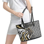 Personalised Collingwood Magpies Leather Tote Bag Trippy Psychedelic Abstract Art Mascot Football Fans
