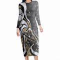 Personalised Collingwood Magpies Long Sleeve Bodycon Dress Trippy Psychedelic Abstract Art Mascot Football Fans