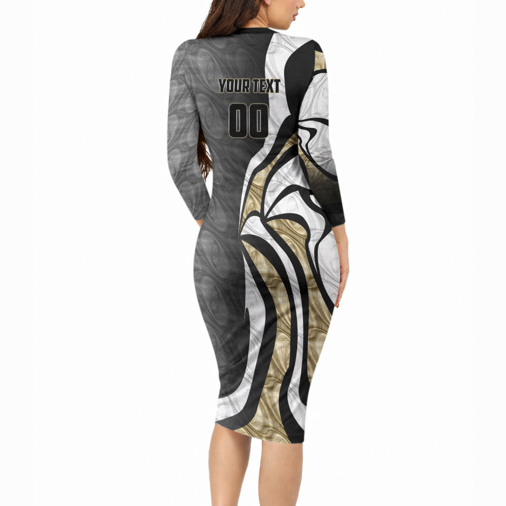 Personalised Collingwood Magpies Long Sleeve Bodycon Dress Trippy Psychedelic Abstract Art Mascot Football Fans