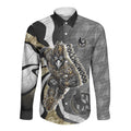 Personalised Collingwood Magpies Long Sleeve Button Shirt Trippy Psychedelic Abstract Art Mascot Football Fans