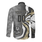 Personalised Collingwood Magpies Long Sleeve Button Shirt Trippy Psychedelic Abstract Art Mascot Football Fans