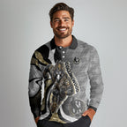 Personalised Collingwood Magpies Long Sleeve Polo Shirt Trippy Psychedelic Abstract Art Mascot Football Fans