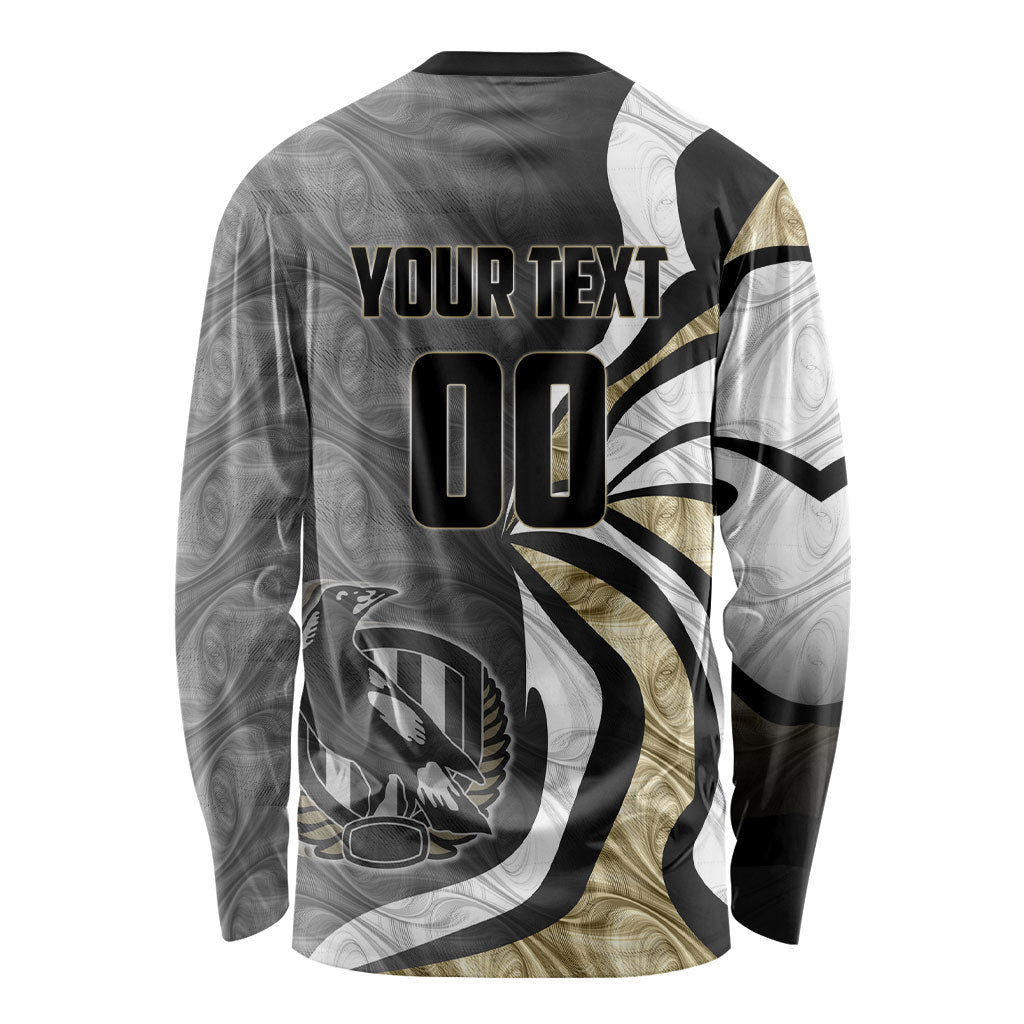 Personalised Collingwood Magpies Long Sleeve Shirt Trippy Psychedelic Abstract Art Mascot Football Fans