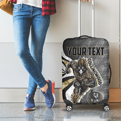 Personalised Collingwood Magpies Luggage Cover Trippy Psychedelic Abstract Art Mascot Football Fans